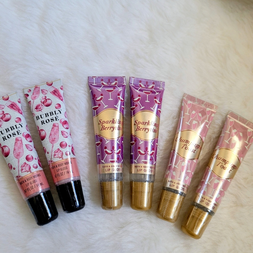 Bundle Lot 6x Lip Gloss Bubbly Rose, Sparkling Berrytini, Champagne Toast  B&BW